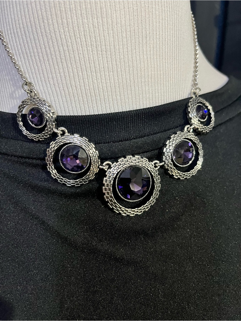 paparazzi Silver-Tone Necklace with Deep Purple Stones
